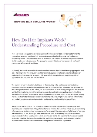 How Do Hair Implants Work? Understanding Procedure and Cost