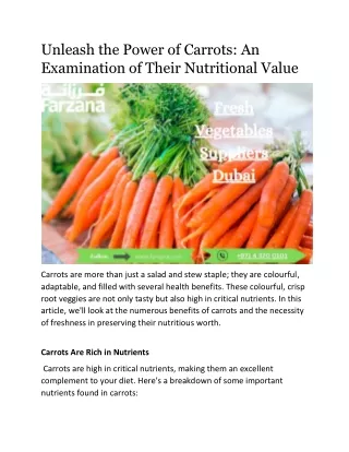 unleash the power of carrots an examination