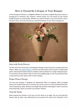 How to Extend the Lifespan of Your Bouquet