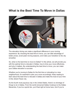 what is the best time to move in dallas