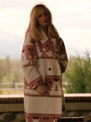 Yellowstone S05 Beth Dutton Pink Printed Coat