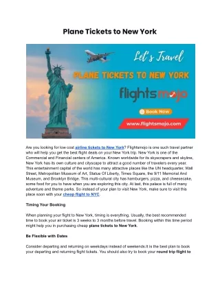 Plane Tickets to New York