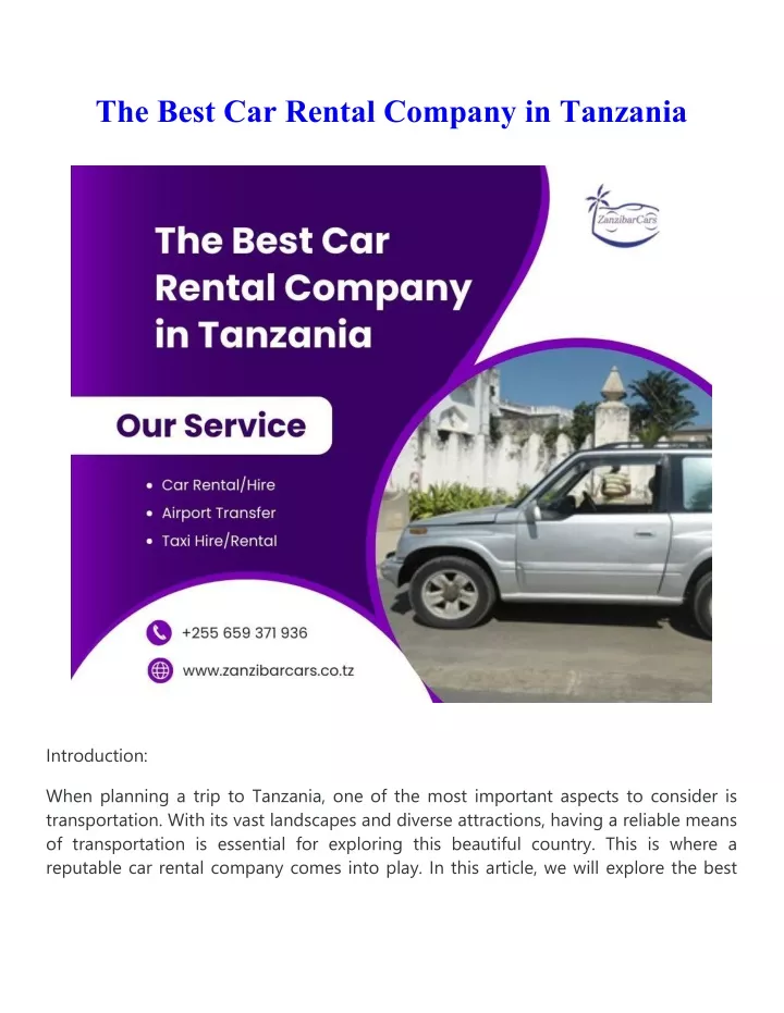 the best car rental company in tanzania