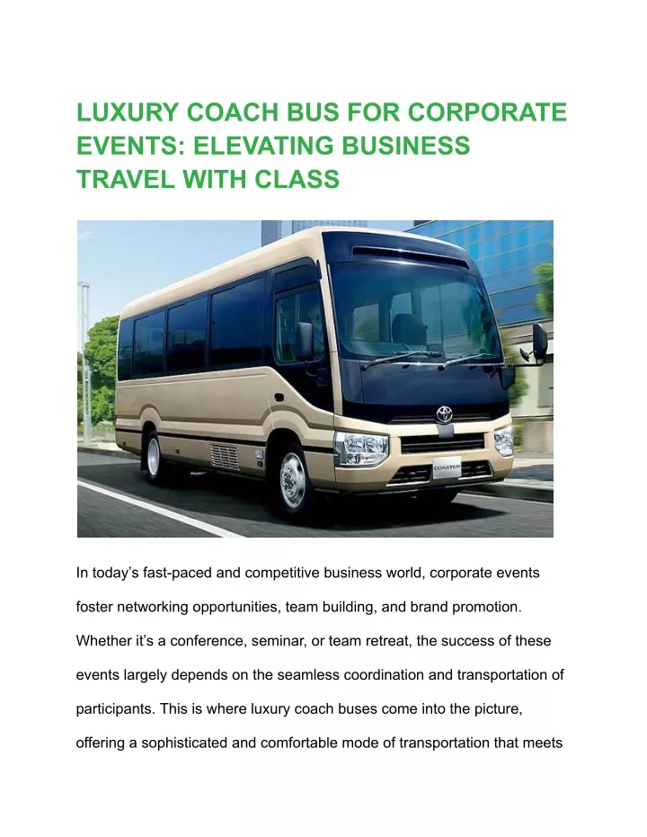 luxury coach bus for corporate events elevating