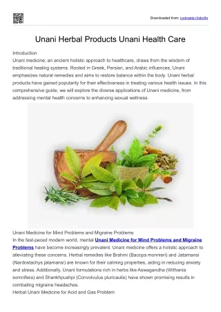 Unani Herbal Products Unani Health Care