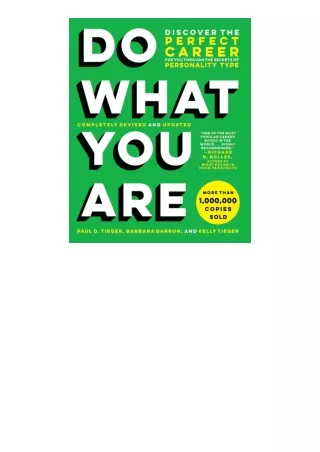 PDF read online Do What You Are Discover The Perfect Career For You Through The