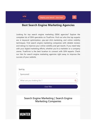 Search Engine Marketing Companies - Truefirms