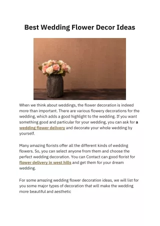 Best Wedding Flower Decor Ideas