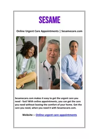 Online Urgent Care Appointments | Sesamecare.com