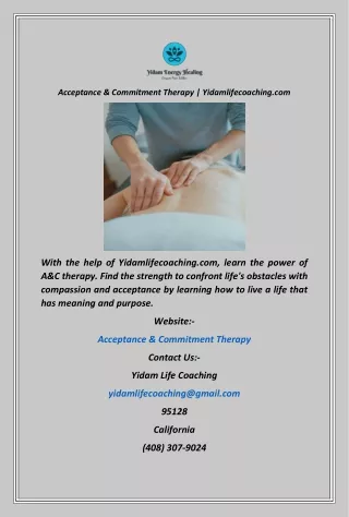 Acceptance & Commitment Therapy  Yidamlifecoaching