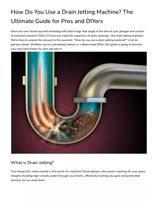 how do you use a drain jetting machine