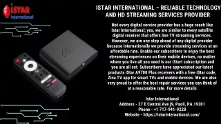 IStar International – Reliable Technology and HD Streaming Services Provider