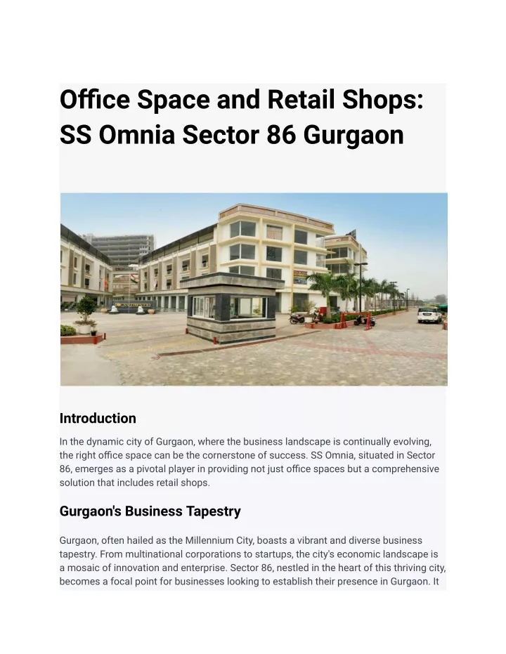 office space and retail shops ss omnia sector