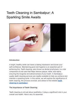 Teeth Cleaning in Sambalpur_ A Sparkling Smile Awaits