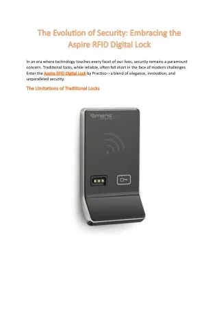 The Evolution of Security Embracing the Aspire RFID Digital Lock