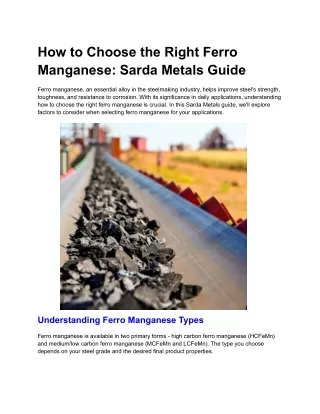 How to Choose the Right Ferro Manganese_ Sarda Metals Guide