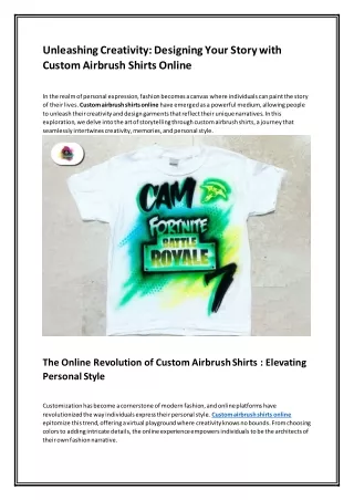 Unleashing Creativity Designing Your Story with Custom Airbrush Shirts Online