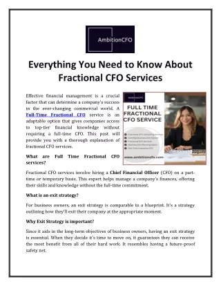 Everything You Need to Know About Fractional CFO Services