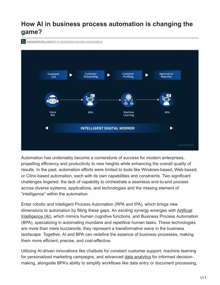 how ai in business process automation is changing