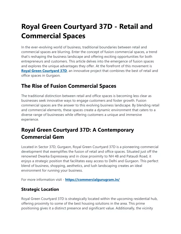 royal green courtyard 37d retail and commercial