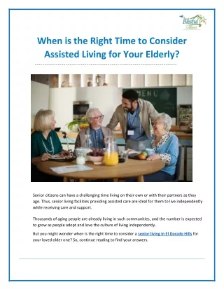 Signs It's Time To Consider Assisted Living