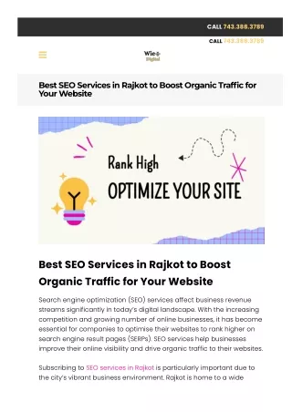 Best SEO Services in Rajkot to Boost Organic Traffic for Your Website