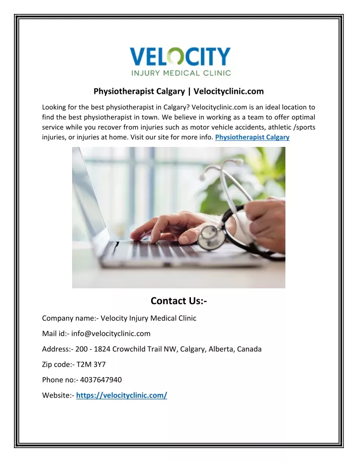 physiotherapist calgary velocityclinic com