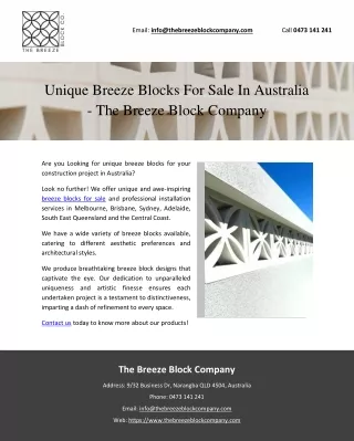 Unique Breeze Blocks For Sale In Australia - The Breeze Block Company