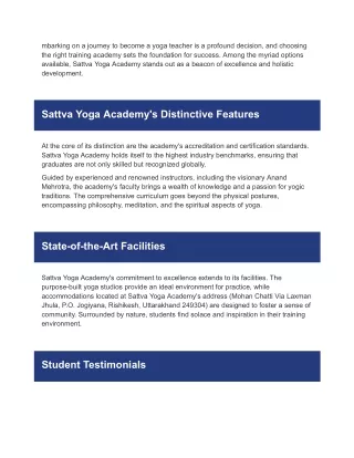 Why Is Sattva Yoga Academy the Best Place for Yoga Teacher Training
