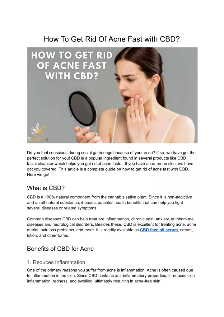 how to get rid of acne fast with cbd