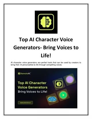 Top AI Character Voice Generators- Bring Voices to Life!