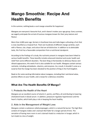 Mango Smoothie_ Recipe And Health Benefits