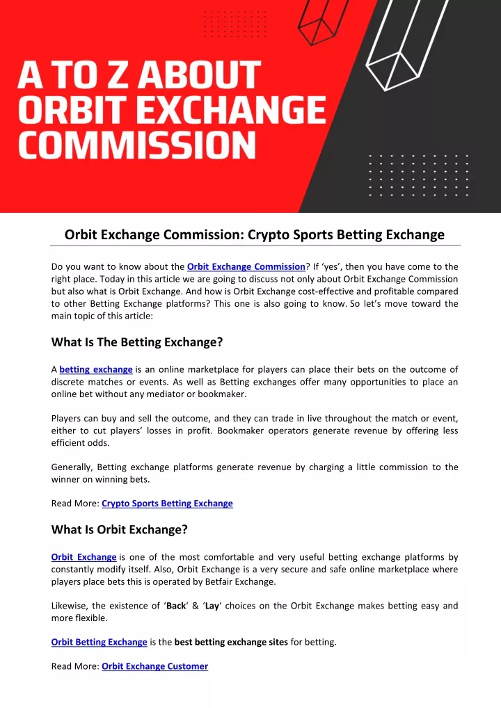 orbit exchange commission crypto sports betting