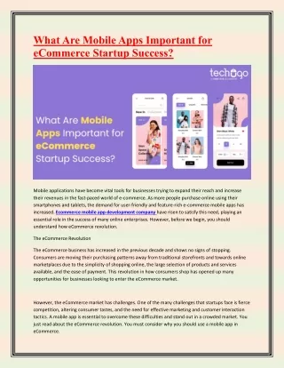 What Are Mobile Apps Important for eCommerce Startup Success