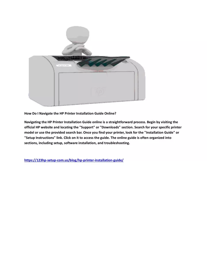 how do i navigate the hp printer installation
