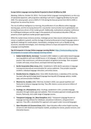europe online language learning market projected
