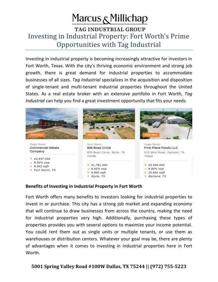 investing in industrial property fort worth