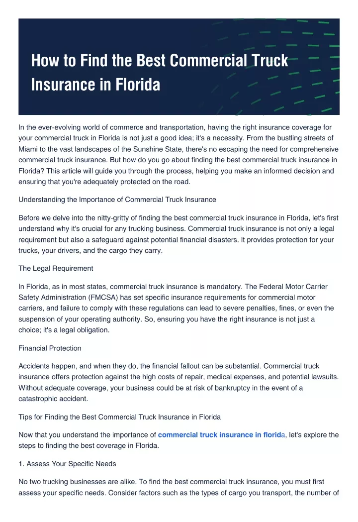 how to find the best commercial truck insurance