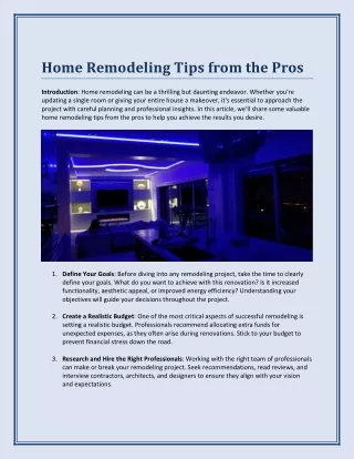 Home Remodeling Tips from the Pros