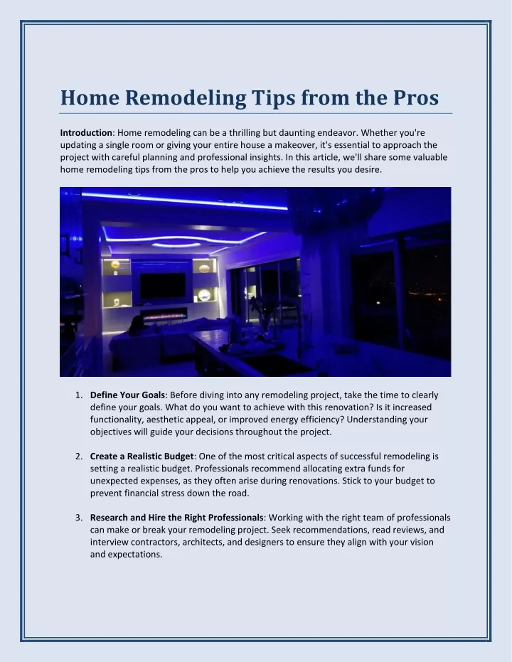 home remodeling tips from the pros
