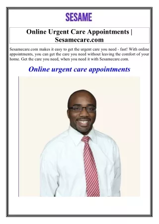 Online Urgent Care Appointments  Sesamecare.com
