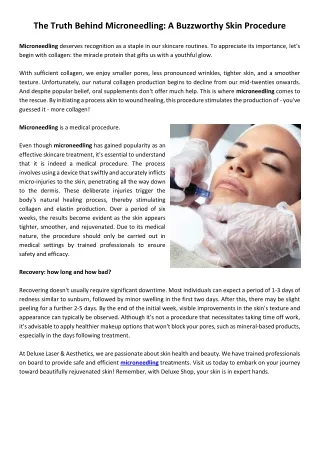 The Truth Behind Microneedling: A Buzzworthy Skin Procedure