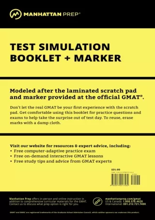 DOWNLOAD/PDF Manhattan GMAT Test Simulation Booklet w/ Marker
