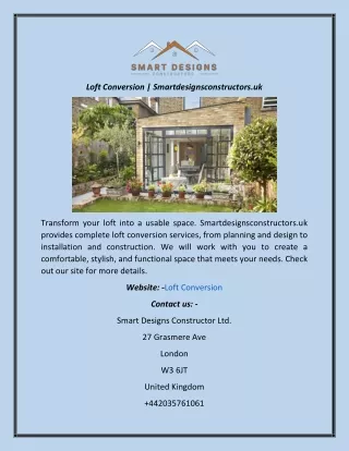 Loft Conversion Smartdesignsconstructors.uk