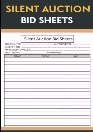 [PDF READ ONLINE] Silent Auction Bid Sheets: Charity Auction Bid Forms Tracker | Auction Bidding