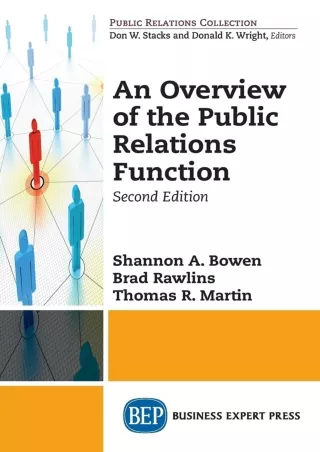 Read ebook [PDF] An Overview of The Public Relations Function, Second Edition