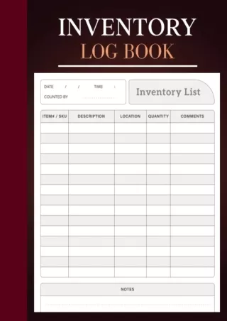 PDF/READ Inventory Log Book: Simple Inventory Tracker For Small Business And Home,