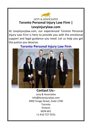 Toronto Personal Injury Law Firm  Levyinjurylaw.com