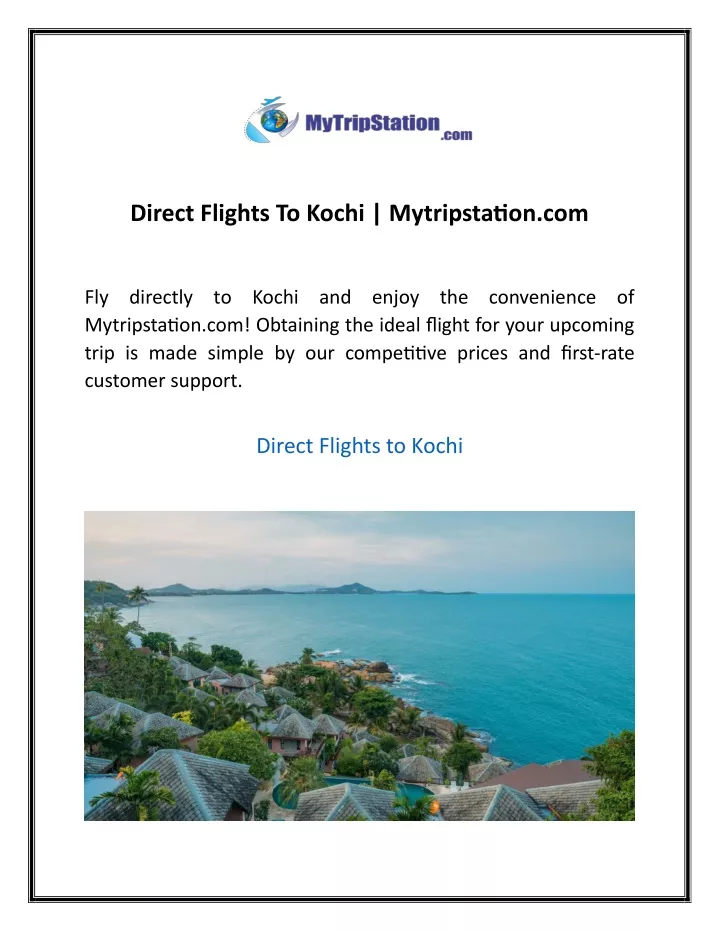 direct flights to kochi mytripstation com