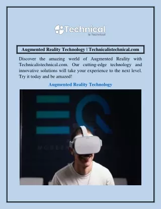 Augmented Reality Technology  Technicalistechnical